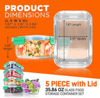NutriChef 10-Piece Superior Glass Food Storage Containers Set, Stackable - Image 2
