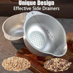 Rice Washer Strainer Bowl, Stainless Steel Washing Bowl - Image 2