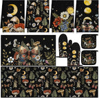 Fourluoo 10 Pcs Kitchen Dish Towels Rugs Oven Mitts and Pot Holders Set by Fourluoo