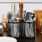 Mind Reader Utensil Holder, Cutlery Holder, Metal Mesh, 7.5"L x 7.5"W x 9.75"H - Image 6