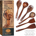 6-Piece Teak Wooden Cooking Utensils Set – Heat-Resistant Spoons & Spatulas | - Image 6
