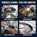 Blue Diamond Hybrid Nonstick Stainless Steel 12 Piece Cookware Set, Tri-Ply - Image 4