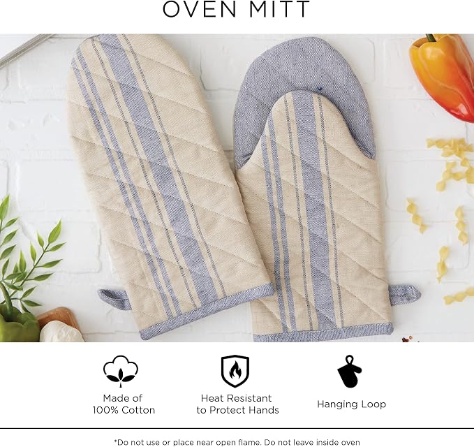 DII 100% Cotton Solid Chambray Kitchen Set, Oven Mitts, 2 Piece - Image 7