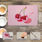 Pink Cherry Disco Ball Dish Drying Mat, Preppy Glam Cherries Coffee Bar Mat - Image 3
