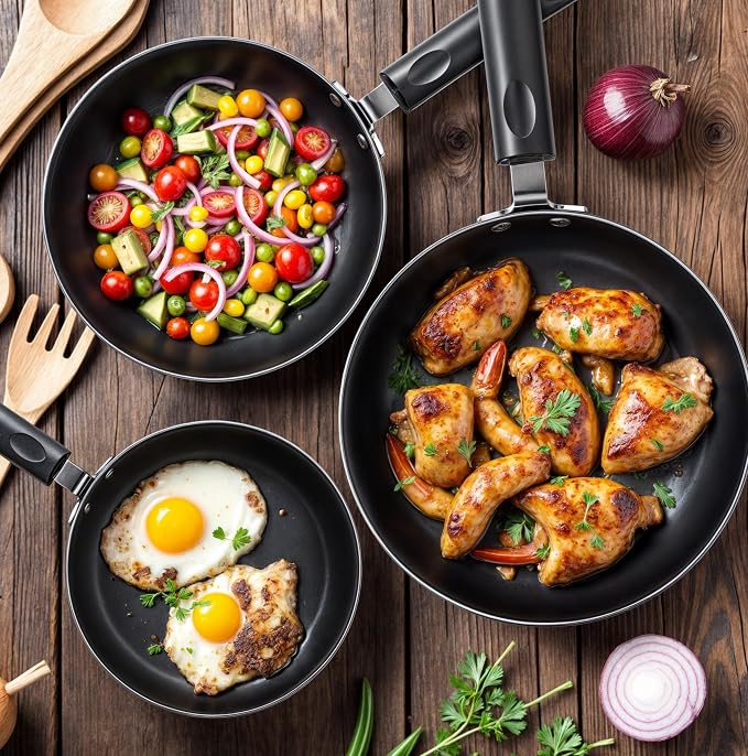 Utopia Kitchen Nonstick Cookware 3 Piece Omelette Pan Skillet Set, Nonstick - Image 5
