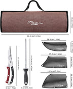 9 PCS Butcher Viking Camping Knife Set, 6.5" Viking Knife, 3 Knife Sheath - Image 3