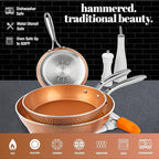 Gotham Steel Hammered Frying Pan Set, 3 Piece Nonstick Copper Fry Pans - Image 4