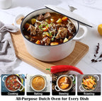 E-far Enameled Dutch Oven Pot for Bread Baking, 6QT Enameled Cast Iron Cookware - Image 4