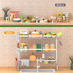 PUSDON Over Sink Dish Drying Rack Stainless Steel, Adjustable Large Dish Drainer - Image 2