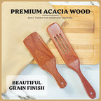10Pcs Wooden Kitchen Utensil Set, Premium Natural Acacia Wood Cooking Utensils - Image 5