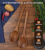 2PCS Wooden Spoons for Cooking, Natural Acacia Wood Cooking Spoons, Large - Image 5