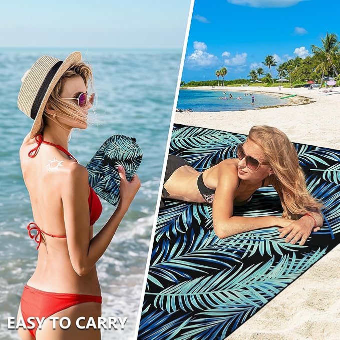 HIHOHO Beach Blanket Waterproof Sandproof Extra Large Beach Mat 79" X - Image 4