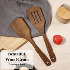 Wooden Spatula for Cooking 12 Inches Wood Spatula Slotted Turner Cooking - Image 4