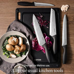 CAROTE Knife Set, Rustproof Stainless Steel 5 Kitchen Knife Set, Plain Black - Image 7