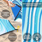 WIWIGO Beach Blanket Waterproof Sandproof Beach Mat 79" X 83"/10'x9'for 2-8 - Image 3