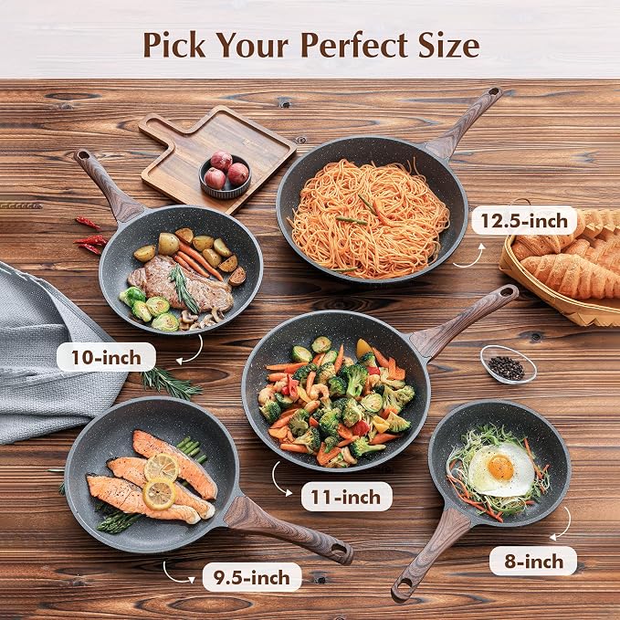SENSARTE 12.5 Inch Nonstick Frying Pan Skillet, Swiss Granite Coating Omelette - Image 6