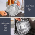 E-far 3 Pack Colander for Kitchen, Square Stainless Steel Metal Strainer - Image 6