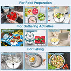 E-far Mixing Bowls with Lids and Graters, Stainless Steel Salad Mixing Bowl - Image 5