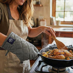 Encasa XO Heat Resistant 100% Cotton Oven Glove & Potholder Set - Image 6