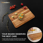 Teak Wood Cutting Board for Kitchen 13inch Charcuterie Board Serving Heavy Duty - Image 8