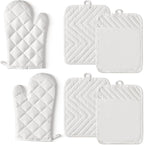 GROBRO7 6Pcs Cotton Oven Mitts and Pot Holders Set Heat Resistant Hot Pads by GROBRO7