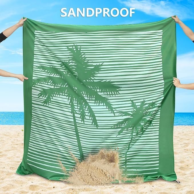 WIWIGO Beach Blanket Waterproof Sandproof Beach Mat 79" X 83"/10'x9'for 2-8 - Image 4