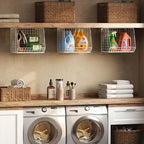 3 Pack Screw Mount Under The Wooden Shelf Laundry Room Organizer: Foldable Wire - Image 2
