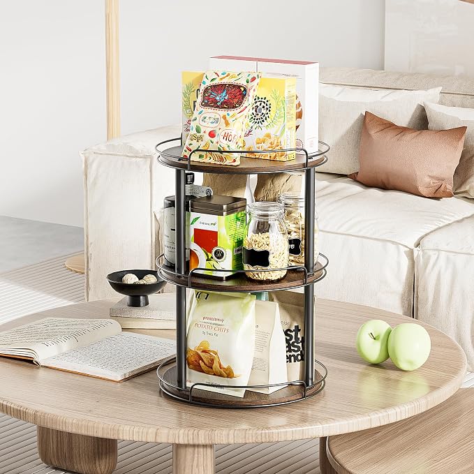 LAMU 12'' Wood Lazy Susan Turntable Organizer - Image 6