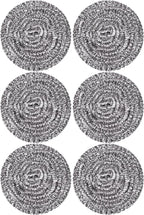 Carrie Joe Stainless Steel Scourer Heavy Duty Scrubber Pads Steel Wool Pack of 6 by Carrie+Joe