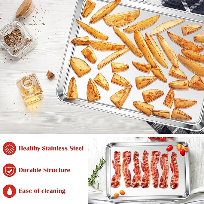 E-far Cookie Sheets for Baking, 18”x13” Stainless Steel Baking Sheet Pans for - Image 4