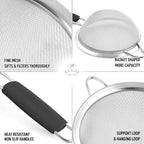 Zulay Kitchen Premium Stainless Steel Fine Mesh Strainer Set - Image 4