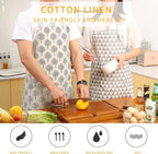 Tosewever 2 Pieces Cotton Linen Waterproof Bib Apron - Image 2