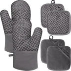 4 Pcs Oven Mitts and Pot Holders, High Heat 500°F Resistant Glove Potholder by Jizvxe