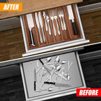 Bellsal Acacia Silverware Organizer Kitchen Drawer Organizer Expandable Bamboo - Image 2