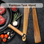 Teak Wood Spatula for Cooking, 12.2 Inch Flat Wooden Spatula for Cast Iron - Image 3