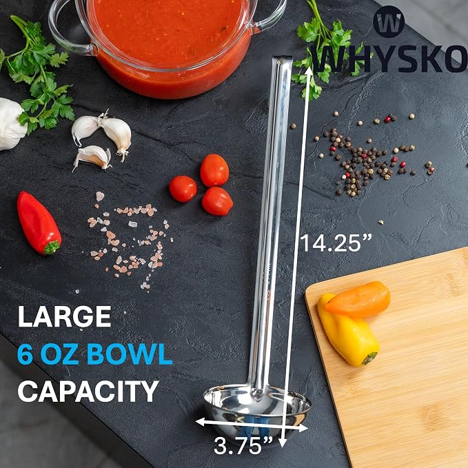 Whysko Soup Ladle Stainless Steel, 6 oz Metal Ladle Spoon, Rustproof Heat - Image 2