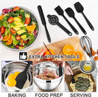 E-far Mixing Bowls with Lids Set, Size 7, Nesting Design & Black Airtight Lid - Image 2