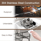 Over the Sink Expandable Dish Drainer Drying Rack In Stainless Steel - Image 5