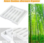 Bellsal White Silverware Organizer Kitchen Drawer Organizer Expandable Bamboo - Image 6