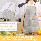 Tosewever 2 Pieces Kitchen Cooking Aprons, Waterproof Linen Adjustable Bib - Image 4