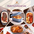 4.6-Quart Oval Dutch Oven for Bread Baking, 2 in 1 Enameled Cast Iron Bread Pan - Image 2