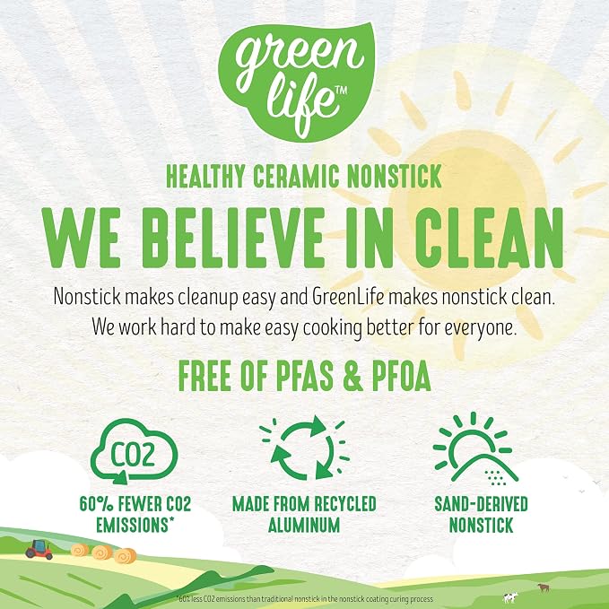 GreenLife Non Stick Fry Pan Set, Non-Toxic PFAS-Free Ceramic Skillets, - Image 10