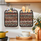 Western Aztec Bear Oven Mitts Set, Camping Camper RV Gifts, Aztec Native Tribal - Image 3