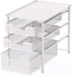 Simple Houseware 3 Tier White Alloy Steel Sliding Basket Organizer Drawer - Image 3