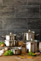 BRA COOKWARE Profesional 18/10 Stainless Steel Stock Pot w/Glass Lid | 9.5 Inch - Image 2