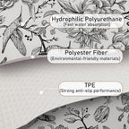 Black and White Floral Hummingbird Dish Drying Mat, Vintage Botanical Coffee - Image 6