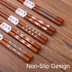 GLAMFIELDS Reusable Chopsticks Japanese Natural Wooden 5 Pairs Classic Style - Image 4