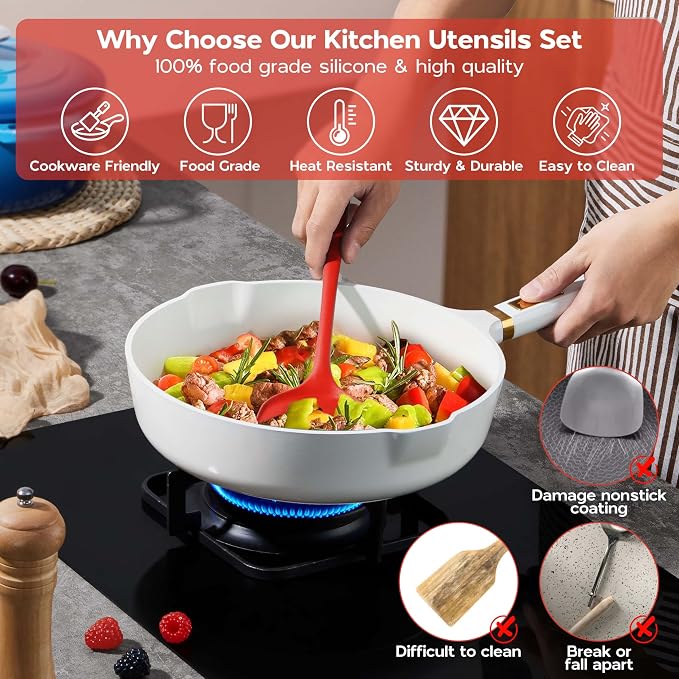Onader 10 Pieces Cooking Utensils Set, Non Toxic & Heat Resistant - Image 4