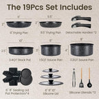 Chef Power Ceramic Nonstick Cookware Set 19 Piece - Image 2