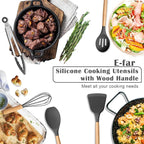 E-far Gray Silicone Cooking Utensils Set, 10-Piece Kitchen Utensils Set - Image 7
